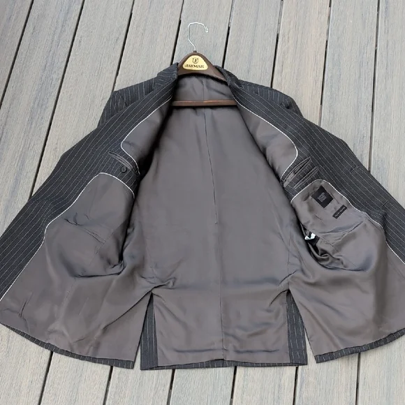 Men's Pinstripe Blazer - Black - Picture 2 of 12